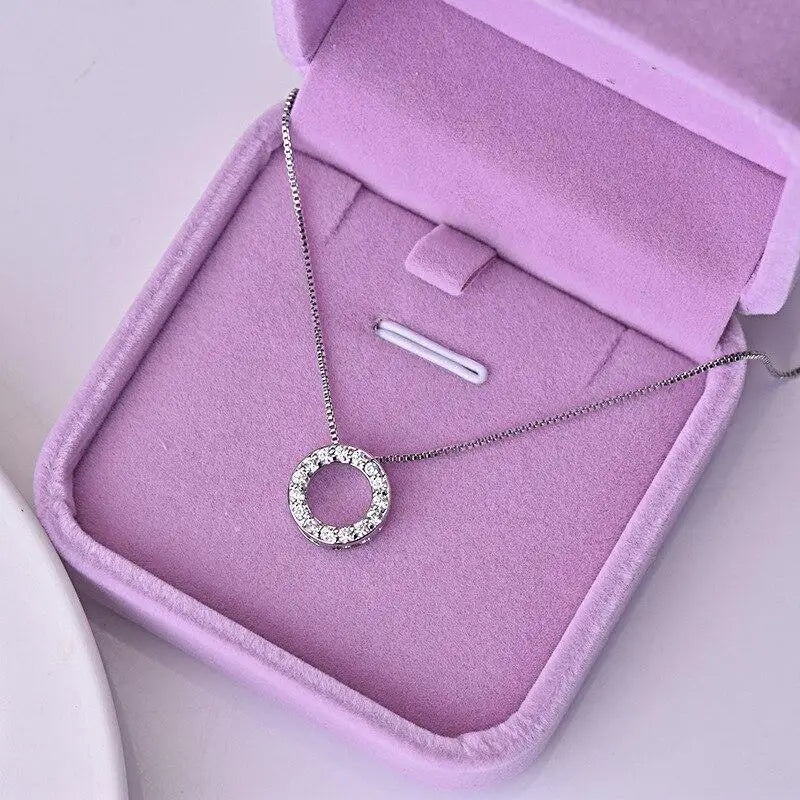 Elegant Circle Necklace with Cubic Zirconia