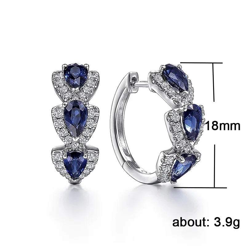 Luxury Blue Cubic Zirconia Hoop Earrings 💎