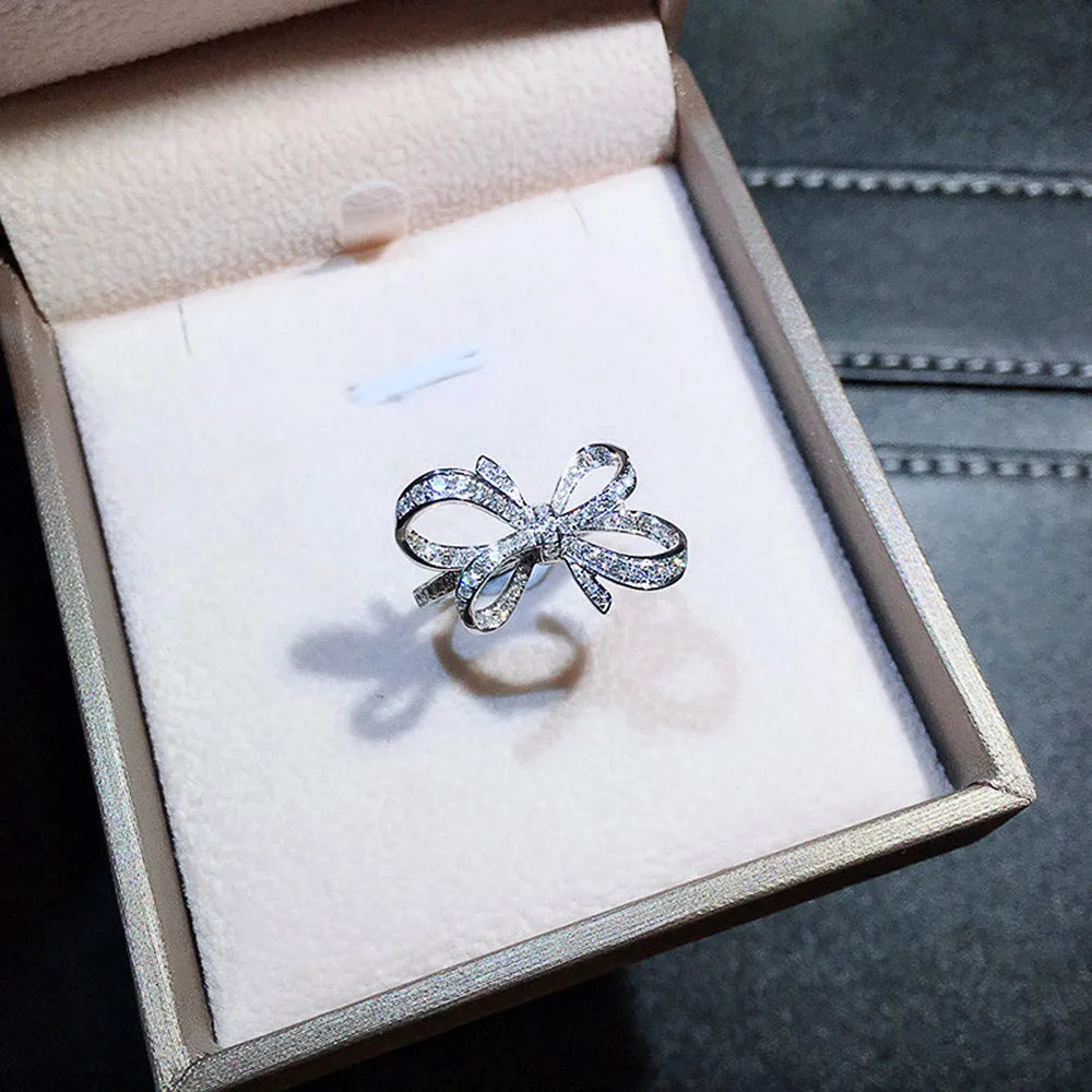 Romantic Bow Cubic Zirconia Statement Ring