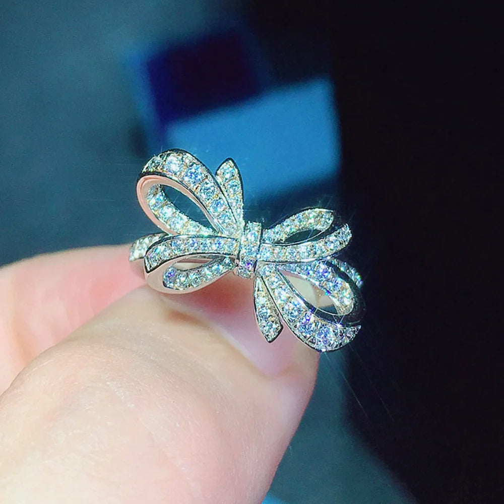 Romantic Bow Cubic Zirconia Statement Ring