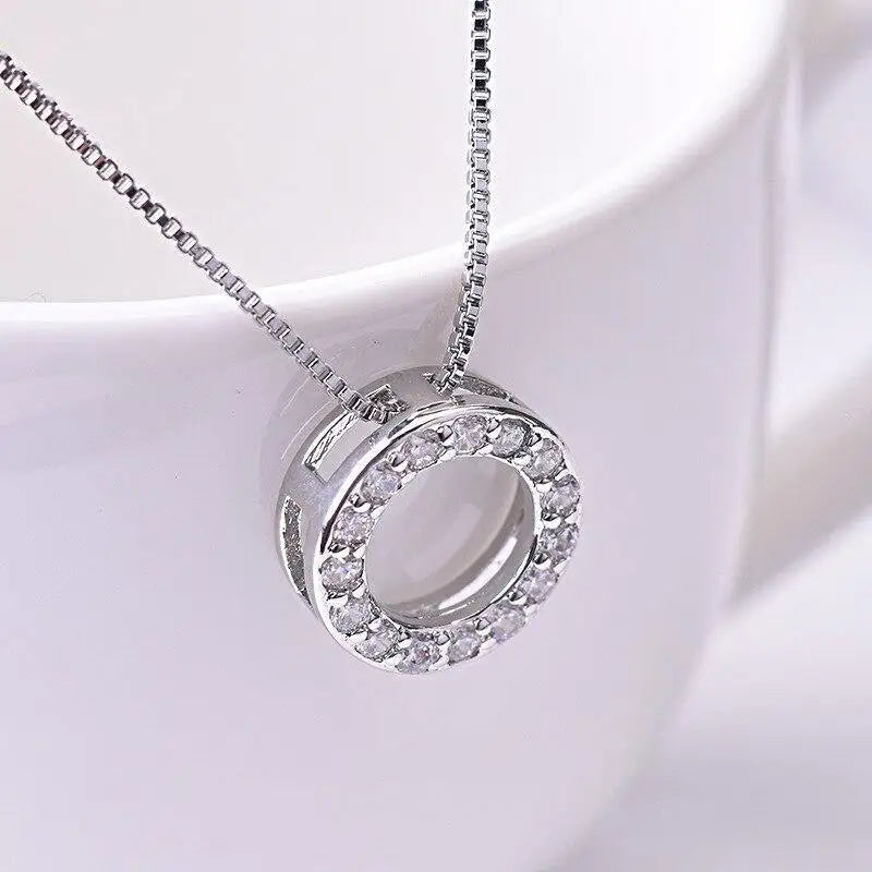 Elegant Circle Necklace with Cubic Zirconia