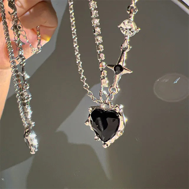 Pink Crystal Heart Pendant Necklace 💖