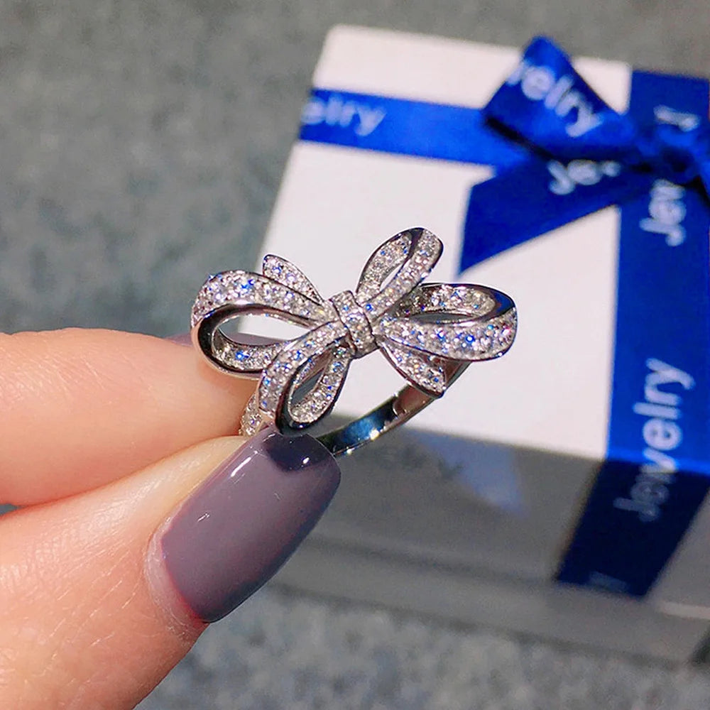 Romantic Bow Cubic Zirconia Statement Ring