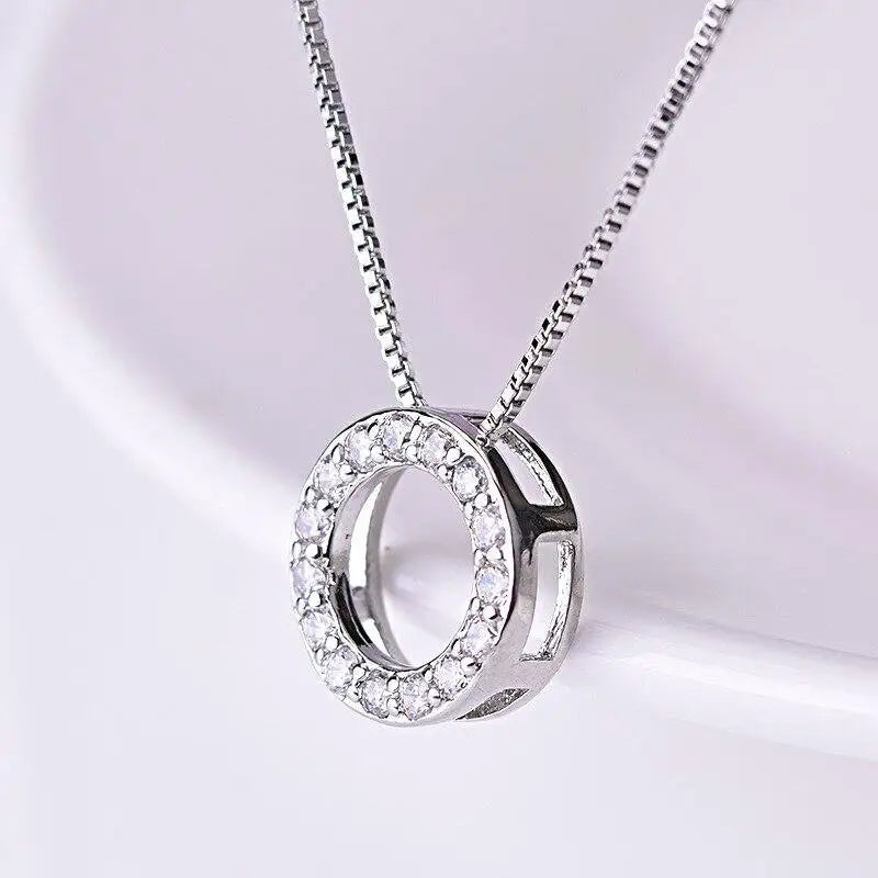 Elegant Circle Necklace with Cubic Zirconia