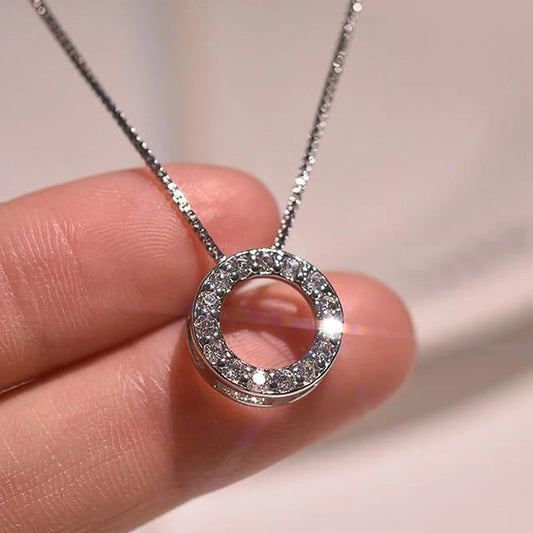 Elegant Circle Necklace with Cubic Zirconia