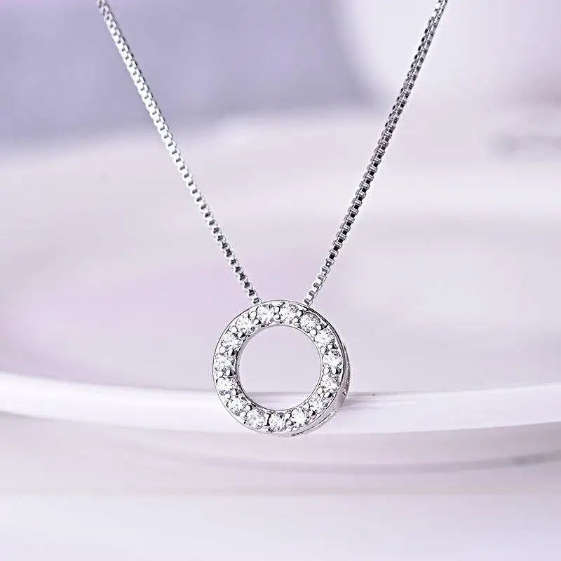 Elegant Circle Necklace with Cubic Zirconia