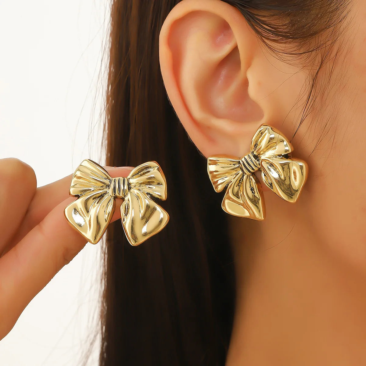 Ribbon Bow Stud Earrings – A Chic Twist to Your Style