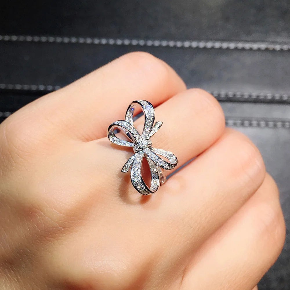 Romantic Bow Cubic Zirconia Statement Ring