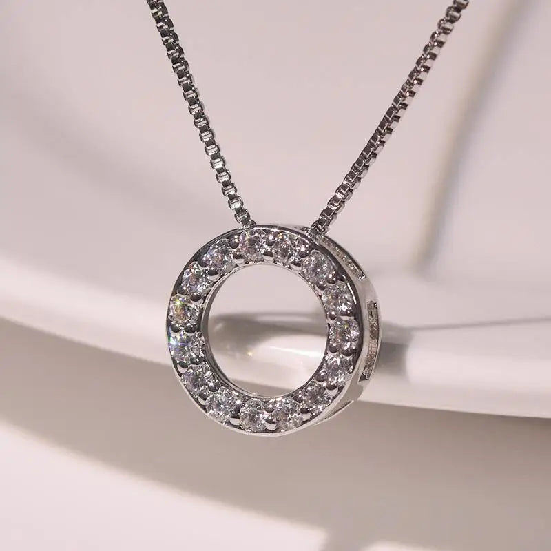 Elegant Circle Necklace with Cubic Zirconia